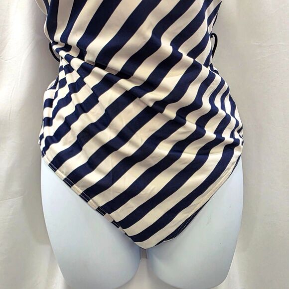 Sun & Sea Nautical Chic One-Shoulder Swimsuit - Size 14 - Picture 7 of 13